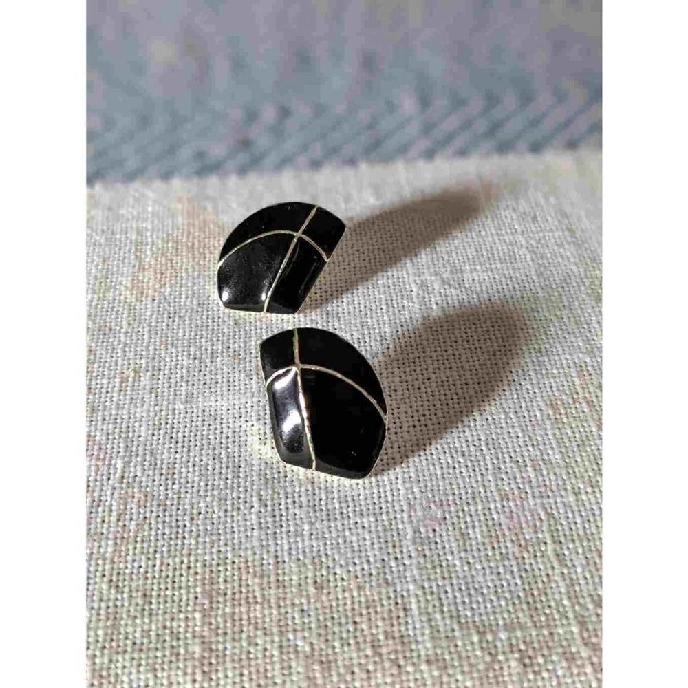 80s Vintage Black Enamel Earrings